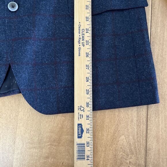 Hugo Boss Blazer Mens 46 R Super 110 Croatia 3 Button Blue Plaid Reda - Picture 11 of 16